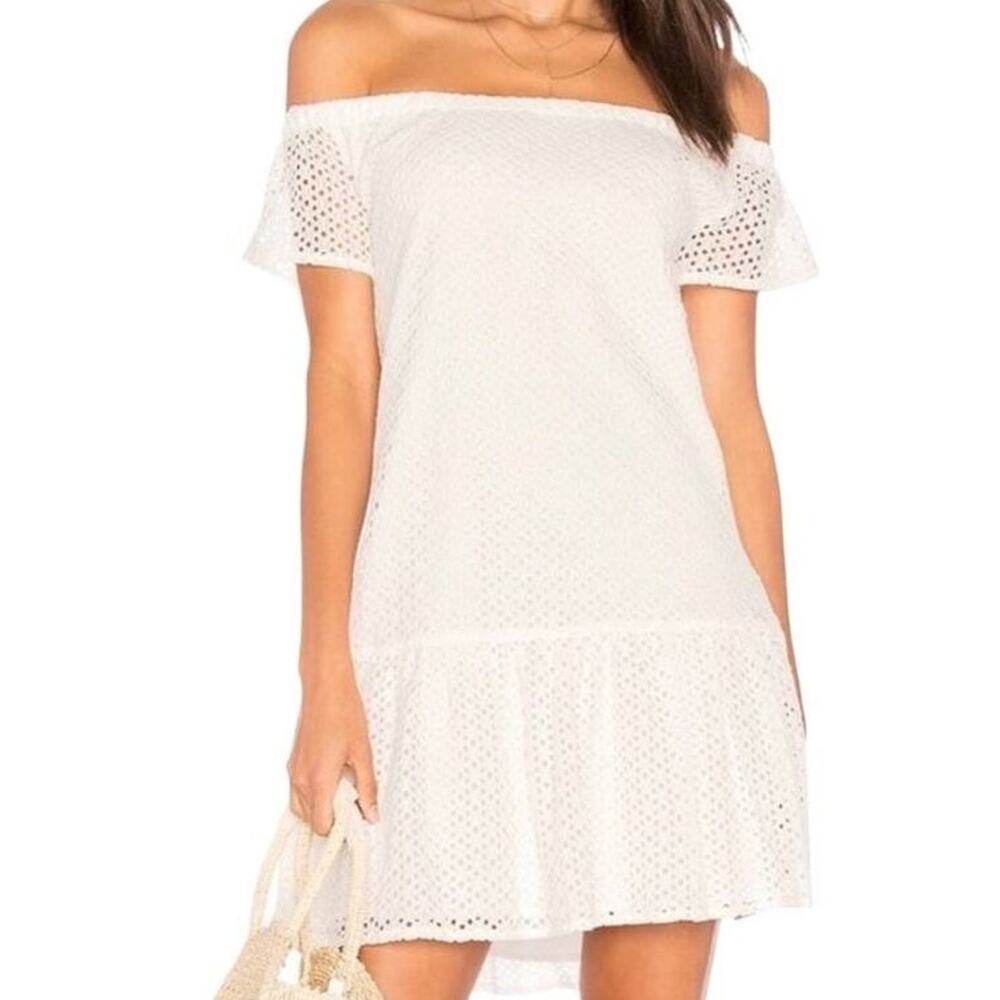 Central Park West Bristol Off Shoulder Eyelet Mini Dress Size Medium New